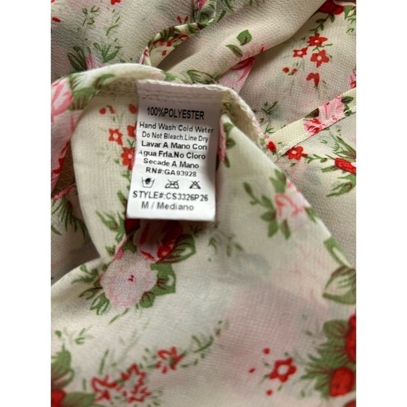 Akira Chicago Red Label Floral Sheer Popover Blouse with Roll Sleeves - Picture 10 of 10